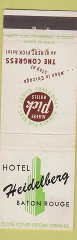 Matchbook Cover - Albert Pick Hotels Hotel Heidelberg Baton Rouge LA