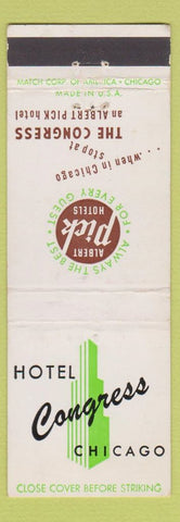 Matchbook Cover - Albert Pick Hotels Hotel Congress Chicago IL