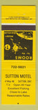 Matchbook Cover - Sutton Motel Sutton ON yellow