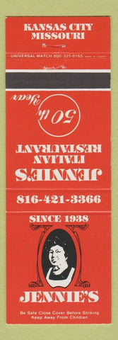Matchbook Cover - Jennie's Italian Restaurant Kansas City MO