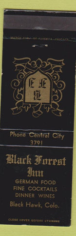 Matchbook Cover - Black Forrest Inn German Food Black Hawk Colorado WEAR