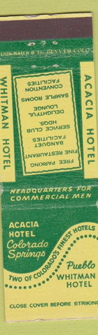Matchbook Cover - Whitman Hotel Pueblo Colorado