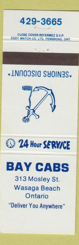 Matchbook Cover - Bay Cabs Wasaga Beach ON