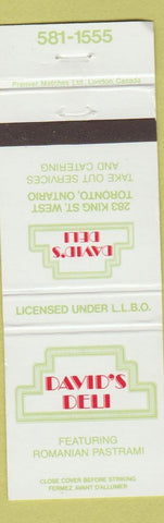 Matchbook Cover - David's Deli Romanian Pastrami Toronto ON WEAR
