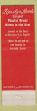 Matchbook Cover - Rosslyn Hotels Los Angeles CA
