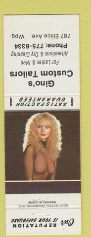 Matchbook Cover - Gino's Custom Tailors Winnipeg MB pinup