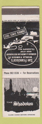 Matchbook Cover - The Shadows San Francisco CA German Food WEAR