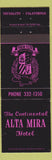 Matchbook Cover - Alta Mira Hotel Sausalito CA