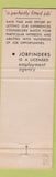 Matchbook Cover - Job Finders Milwaukee WI job placement temp employment