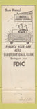 Matchbook Cover - 1st National Bank Burlington IA