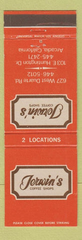 Matchbook Cover - Irwin's Coffee Shops Arcadia CA
