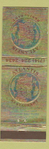 Matchbook Cover - Atlantis Restaurant San Diego CA