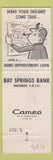Matchbook Cover - Bay Springs Bank Heidelberg MS