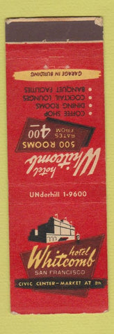 Matchbook Cover - Hotel Whitcomb San Francisco CA