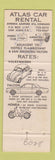 Matchbook Cover - Atlas Rental San Juan Puerto Rico Volkswagen Honda Motorcycles