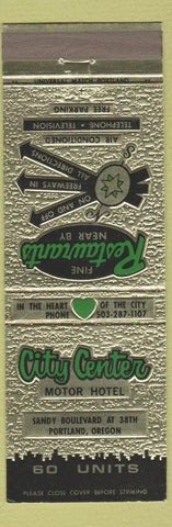 Matchbook Cover - City Center Motor Hotel Portland OR
