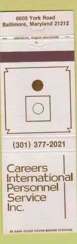 Matchbook Cover - Careers Professional Service Baltimore MD employment