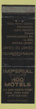 Matchbook Cover - Imperial 400 Motels Lima OH black WEAR