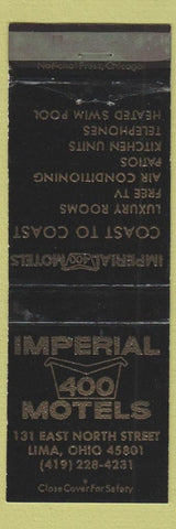 Matchbook Cover - Imperial 400 Motels Lima OH black WEAR