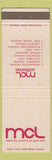 Matchbook Cover - MCL Cafeterias Indianapolis Anderson Richmond Lafayette IN