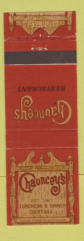 Matchbook Cover - Chauncey's Restaurant Riverside CA