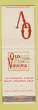 Matchbook Cover - Old Virginia Restaurants South Pasadena CA WEAR