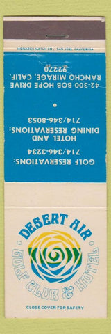 Matchbook Cover - Desert Air Golf Club Hotel Rancho Mirage CA