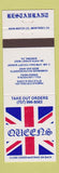 Matchbook Cover - Queens Restaurant Sonoma CA
