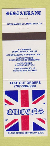 Matchbook Cover - Queens Restaurant Sonoma CA