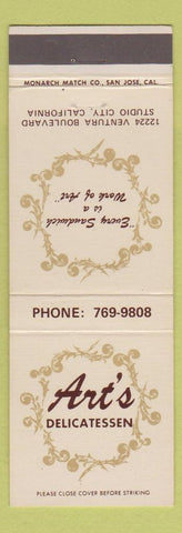 Matchbook Cover - Art's Deli Studio CA