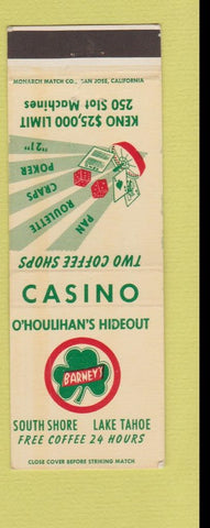 Matchbook Cover - O'Houlihan's Hideout South Shore Lake Tahoe NV casino