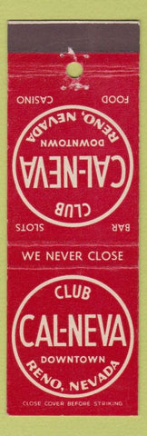 Matchbook Cover - Club Cal Neva Casino Reno NV Indian back