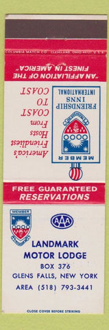 Matchbook Cover - Landmark Motor Lodge Glens Falls NY