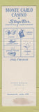 Matchbook Cover - Commercial Hotel Monte Carlo Casino Elko NV