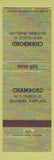 Matchbook Cover - Chambord Baltimore MD