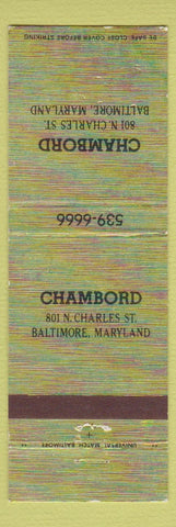 Matchbook Cover - Chambord Baltimore MD