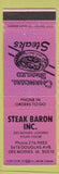 Matchbook Cover - Steak Baron Restaurant Des Moines IA