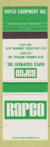 Matchbook Cover - Rapco Equipment Montreal QC Edmonton AB