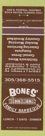 Matchbook Cover - Bones' Family BBQ Boca Raton FL