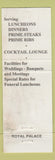 Matchbook Cover - Royal Palace Chicago Ridge IL WORN