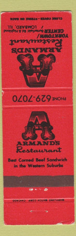 Matchbook Cover - Armand's Restaurant Lombard IL