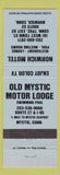 Matchbook Cover - Old Mystic Motor Lodge Mystic CT WORN CREASED