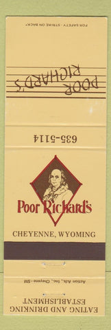 Matchbook Cover - Poor Richard's Restaurant Cheyenne WY