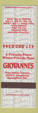 Matchbook Cover - Giovanni's Italian Restaurant Springfield MD