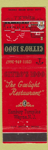 Matchbook Cover - Citro's 1900 Restaurant Wayne NJ