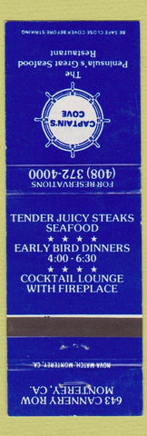 Matchbook Cover - Captain's Cove Restaurant Monterey CA