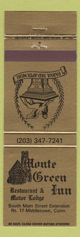 Matchbook Cover - Monte Green Inn Restaurant Middletown CT