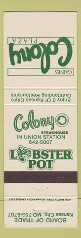 Matchbook Cover - Gaines Golony Plaza Lobster Pot Kansas City MO