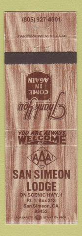 Matchbook Cover - San Simeon Lodge San Simeon CA