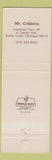 Matchbook Cover - Mr Cribbins Restaurant Battle Creek MI